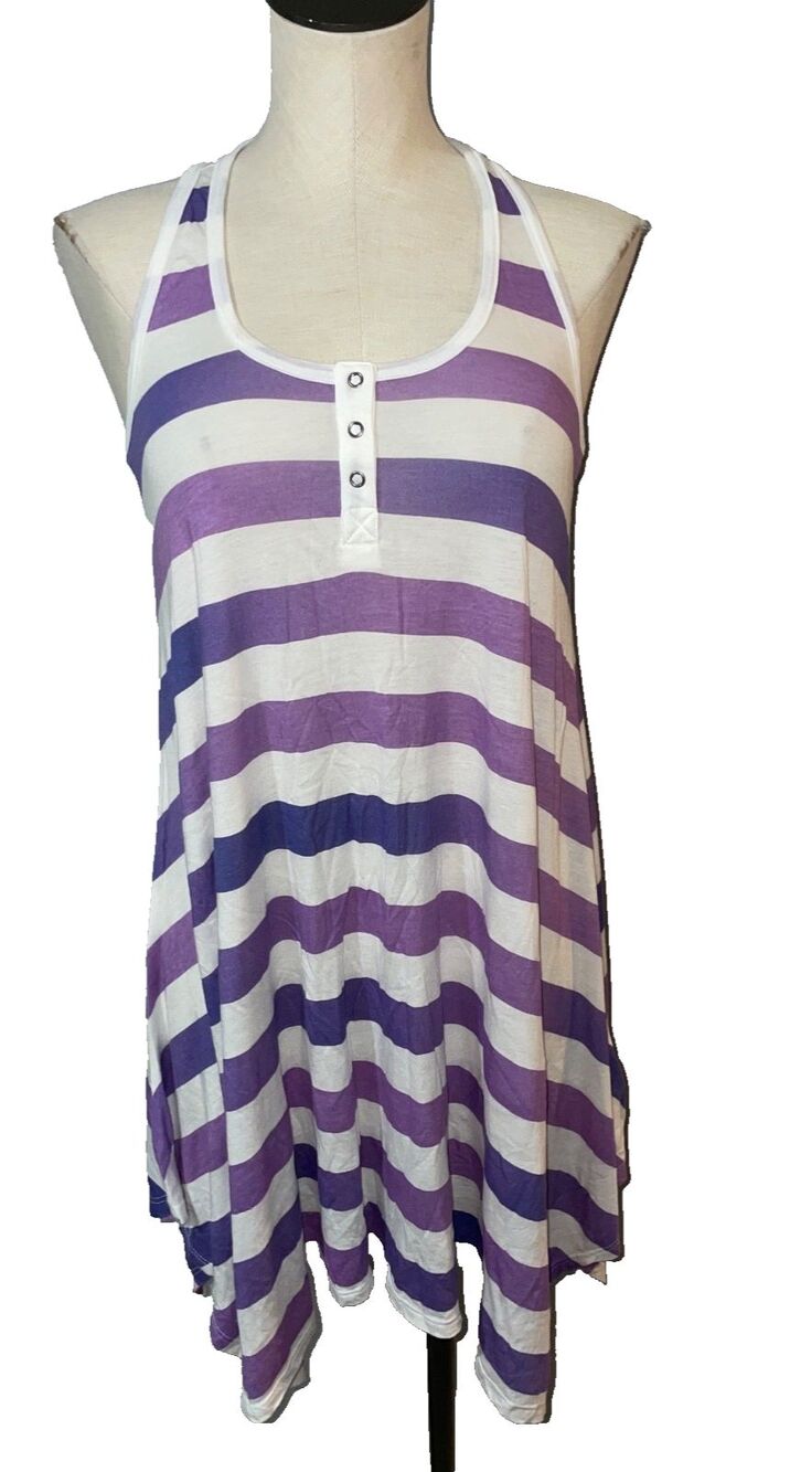 Splendid Women’s Hi Low Striped Tank Dress size M Scoop Neck Coastal Beach